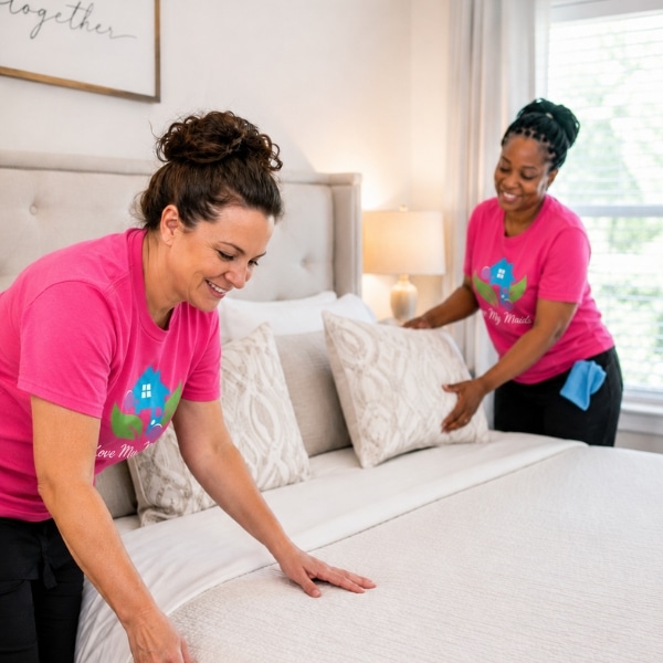 Two Love My Maids cleaners working in a client’s home