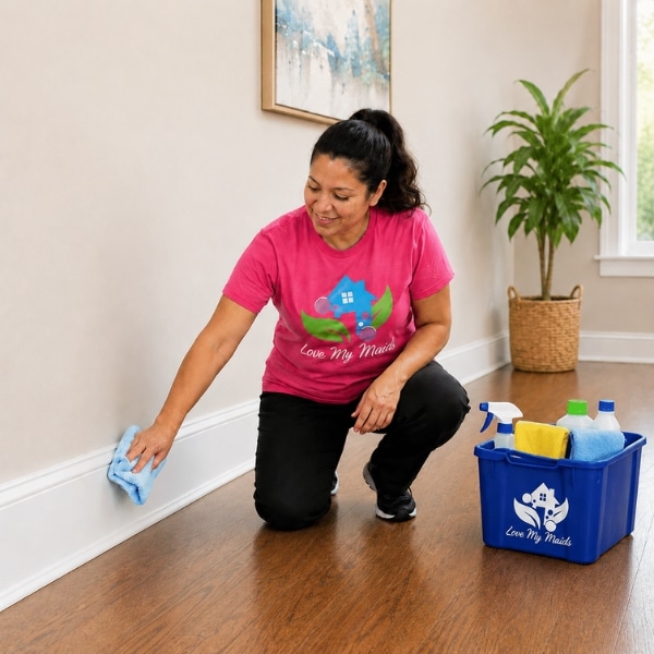 1 - Maid Cleaning Baseboards